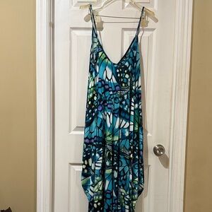 Blue and Green Butterfly Maxi Dress Size 1X